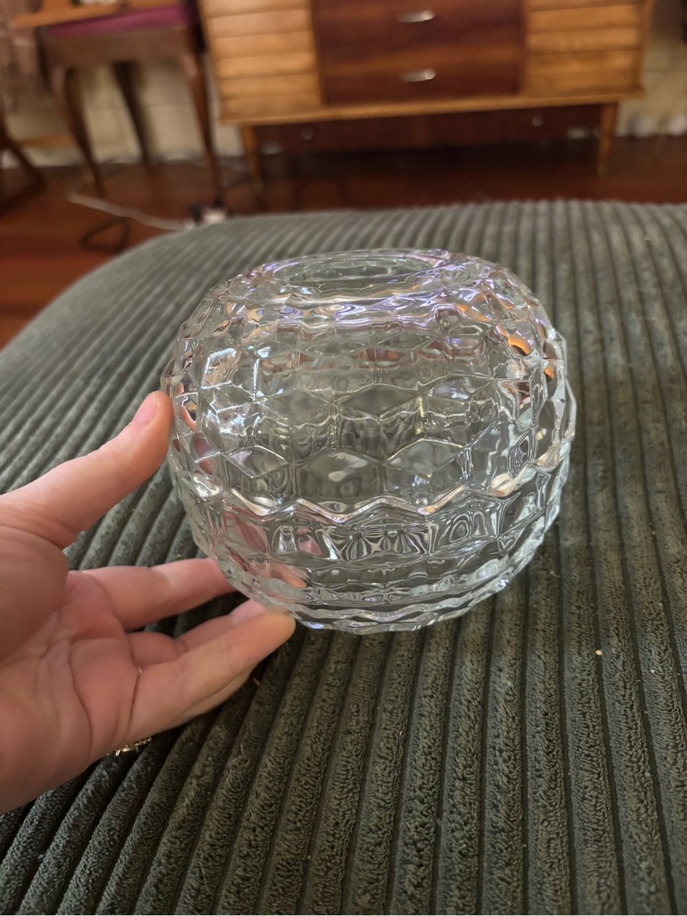 Vintage Homco Cubist style clear glass fairy lamp